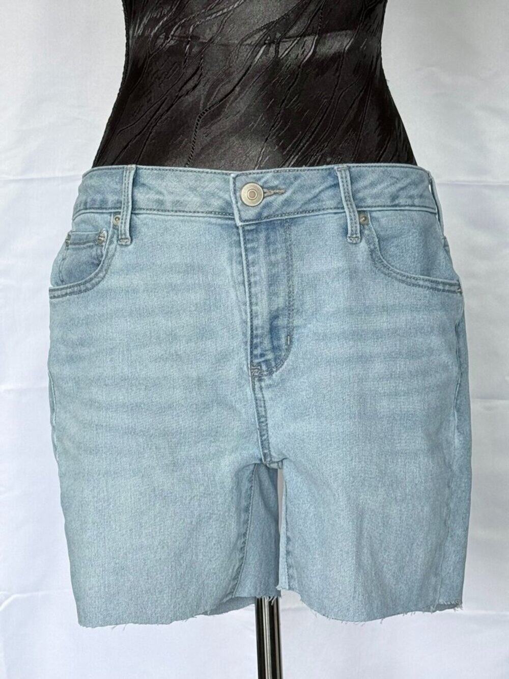 : No Boundaries High Rise Distressed Frayed Raw Hem Denim Jean Shorts Sz 13